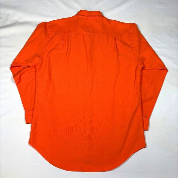 VTG Duck Bay Hunting Blaze Orange Embroidered Deer L/S Button Shirt Mens M Tall - Picture 9 of 9